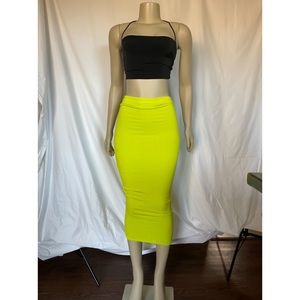 Lime green midi body skirt